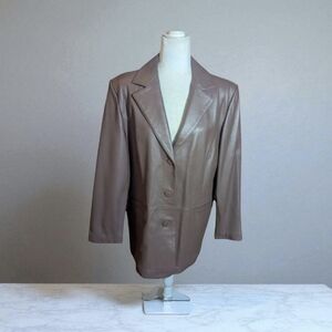 Pamela McCoy Mocha Mousse Long Leather Jacket Classic Design Sz L